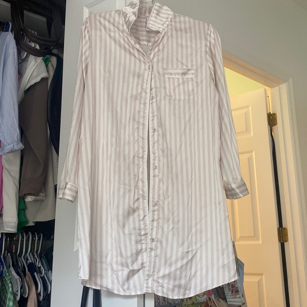Satin striped nightgown/bathrobe